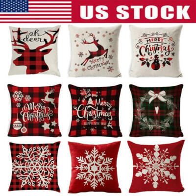 

Christmas Pillow Case Cotton Linen Sofa Throw Cushion Cover Home Decor Ornaments