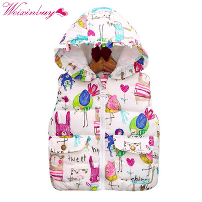 

Winter baby jacket Children Coats Baby Girl Animal Graffiti Thick Vest Kids Girls Princess Hooded Warm Jackets Outerwear