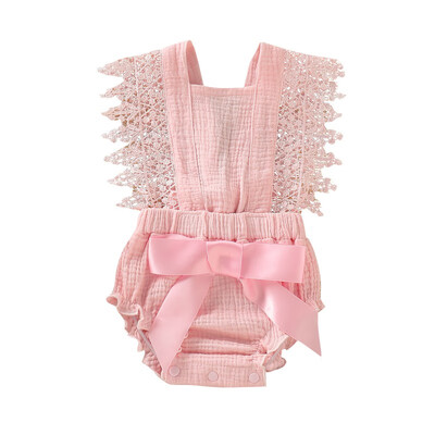 

Summer Newborn Baby Girls Rompers Sleeveless Lace Bow Jumpsuits For Girls Cotton One-Piece Romper Jumpsuit