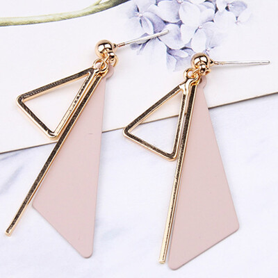 

2 Styles Europe And America Hot Sale Pink Earrings Triangle Geometric Irregular Eardrop Women Earring