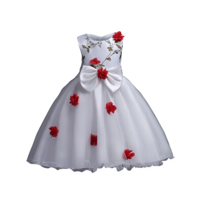 

Dress Childrens Embroidery Flower Sleeveless Princess Dress For Girl 5 Colors Ball Gown Wedding Dress