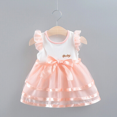 

Summer Kids Girls Print Princess Dress 1Y-4Y Sleeveless Mesh Dresses Girls Elegant Party Wedding Sundress Outfits 3 Colors