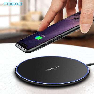 

FDGAOMetal QI Wireless Charger 10W Ultra-thin Wireless Charger for QI Mobile Cross-Border white
