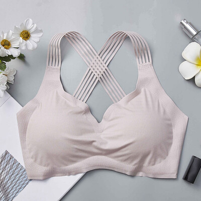 

New style Sexy The Summer Ice Silk Seamless Multiple Sling Bra Strap Beauty Chip Short Vest Wrapped Chest Female Backing Bra