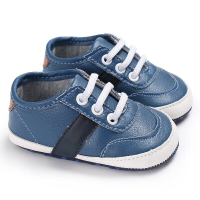 

Infant Baby Boy First Walkers Shoes PU Lace-up Patchwork Sport Casual Shoes 0-18 Month