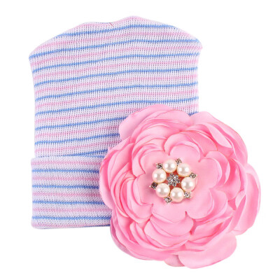 

Baby Hat Cute Flower Hedging Striped Hat For Girls 5 Colors Winter Warm Knit Soft Baby Hat