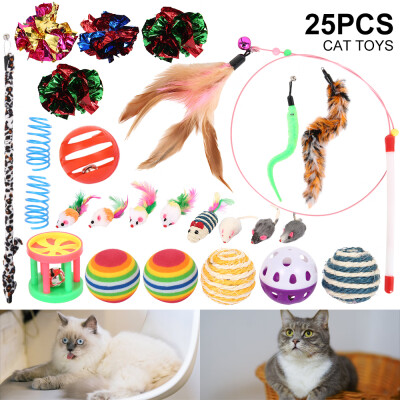 

25pcsset New Style Pet Cat Toy Suit Cat Toy Cat Sticks Rat Toy Overvalue Combination