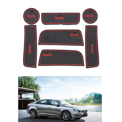 

7pcsset Car Door Groove Non-slip Pad Cup Holder Gate Slot Mat Replacement For Volvo S60L 2014-2016