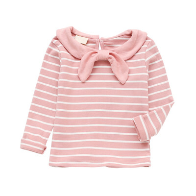 

Baby Girl Long Sleeve Striped T-Shirt Tops Spring Kids Bowknot Cotton T-Shirt For Girls 1-5T