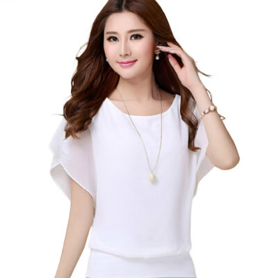 

Fashion Women Chiffon Solid Color O Neck Batwing Sleeve Loose Blouse T-shirt Top