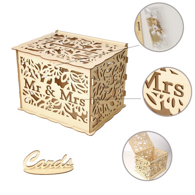 

Gobestart Wedding Card Box with Lock DIY Money Wooden Gift Boxes For Birthday Party