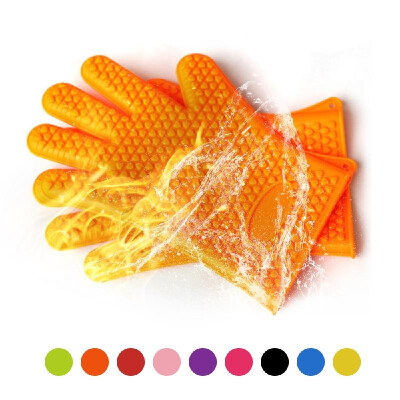 

Silicone BBQ Gloves Grill Gloves Heat Resistant Waterproof Non-slip Insulated Oven Glove for Grilling Cooking Camping Pickling