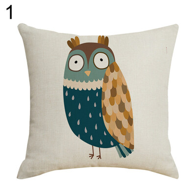 

Cute Owl Linen Throw Pillow Case Cushion Cover Sofa Bed Car Cafe Office Decor