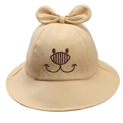 

Autumn Baby Boys Girls Toddler Bowknot Design Bucket Hats Caps Reversible Sun Headwear