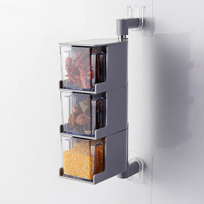 

Seasoning Boxes Kitchen Condiment Box Spice Storage Jar Wall Hanging Rotating