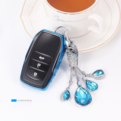 

Car Styling Soft TPU Car Key Case For Toyota Camry Highlander Prado Corolla RAV4 Car Key Cover Shell Car Crystal Keychain