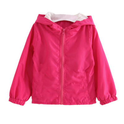 

Baby Girl Jackets&Coat Spring Autumn Solid Hooded Windbreaker Baby Girl Coat Childrens Clothing Sports Coat Clothes