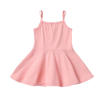 

Colorful Baby Girls Dress Solid Color Strap Kids Dress For Girls Clothes Summer Cotton Kids Toddler Sleeveless Sundress