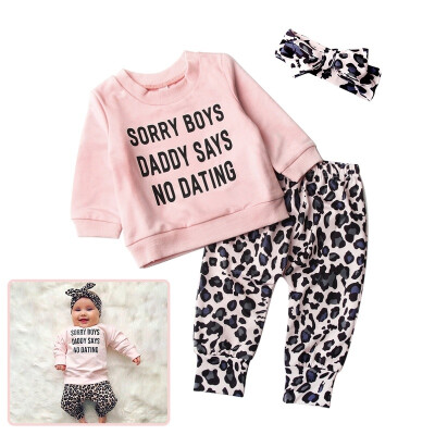 

Newborn Infant Baby Girl Clothes Top T-shirt Leopard Pants Headband Outfit