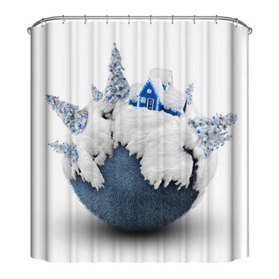 

Cute Christmas Theme Shower Curtain Mildew Waterproof Polyester Fabric Shower Curtain Bathroom Christmas Decor