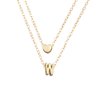 

26 Letters Fashion Tiny Dainty Heart Initial Double Layer Initial Letter Necklace Personalized Necklace Name Jewelry Friend Gift