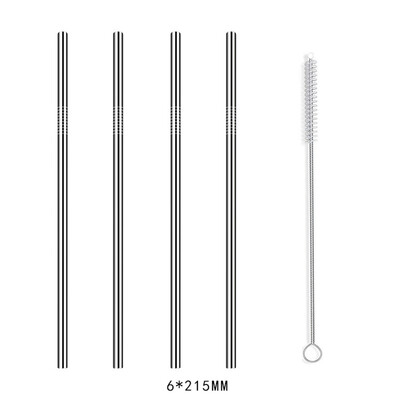 

4 Pcs Stainless Steel Drinking Reusable Straws Cleaner Brush Kit