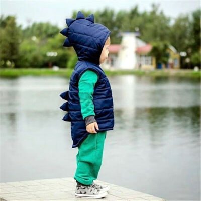 

Kids Baby Girl Dinosaur Cotton-padded Jacket Waistcoat Vest Sleeveless Outwear