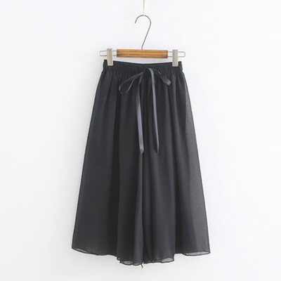 

New Fashion Women Chiffon Wide Leg bow Pant Casual high waist Pant Summer Female Eastic Waist Thin Pants Trousers