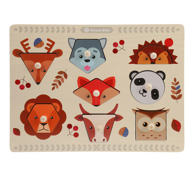 

GoryeoBaby Wooden Animals Numbers Cognitive Puzzle Board Educational Toys for Baby Kids