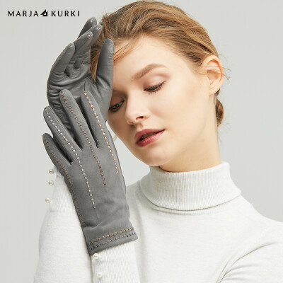 

Maria Gucci MARJA KURKI sheepskin gloves goatskin stitching warm windproof solid color leather gloves female gift box shuttle 5CC41M392 gray