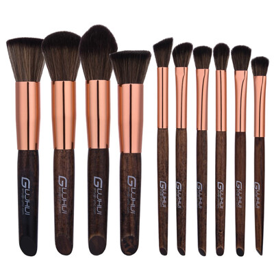 

10 Pcs Wood Handle Cosmetic Makeup Brush Set Pro Makeup Brushes Soft Fiber Nylon Make Up Brush Tool Kit