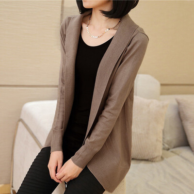 

2018 spring&autumn wear new Korean version of womens loose suit collar knitted cardigan long sleeve sweater jacket