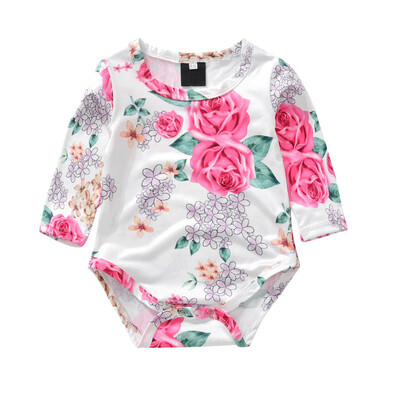 

Kids Children Girl Long Sleeve Bodysuit Floral Print Soft Baby Clothing
