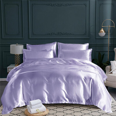 

Gobestart New Imitation Silk Quilt Cover Multiple Colors Gift Soft Feel Bedding 2 Pcs