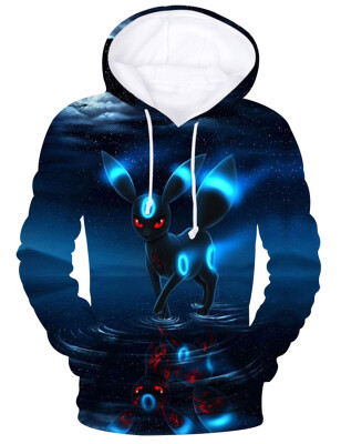 

New Fashion Unisex Cotton Umbreon 3D Print Hoodies Pokemon Sun&Moon Anime Sweatshirts Pullovers Tops