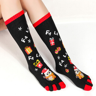 

Christmas Unisex Print Multicolor Toe Socks Five Finger Socks Funny Socks Gift