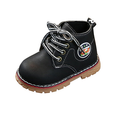 

2019 Girl Leather Boots Boy Shoes Spring Autumn Lace-Up Children Martins Boots Fashion Toddler Kids Boots Warm Winter Snow Boots