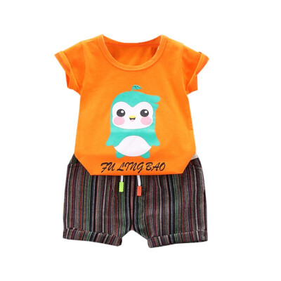 

Baby Boys Clothes Summer Children Casual Short Sleeve Cartoon Print T-shirt TopsShorts Costume Set