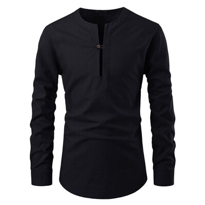 

Toponeto Mens Fashion Solid Color Stand Collar Long Sleeve Shirt Slim Fit Blouse
