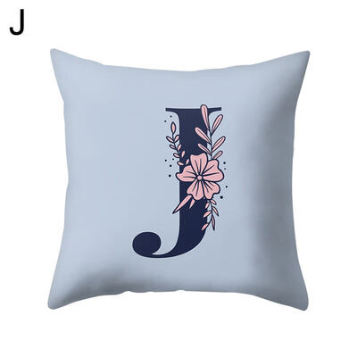 

Modern Capital Letter Flower Pillow Case Waist Throw Cushion Cover Home Decor