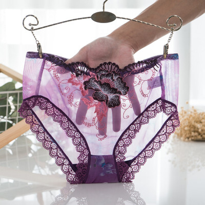 

Sexy Lingerie Female Ultra Thin Briefs Low Rise Cozy Lace Panties Women Fashion Embroidery Underwear Women Transparent Panties