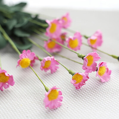 

Mini 15 Heads Daisy Flower Bouquet European Rose Silk Flower Gerbera Bouquet Wedding Home Decoration Artificial Flowers