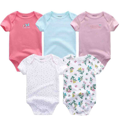 

5Pcslot Babywear Unisex Baby Girls Clothes Bodysuits Short Sleeve Solid Baby Boys Clothes Rompers Cotton For Babies Newborn 0-12M