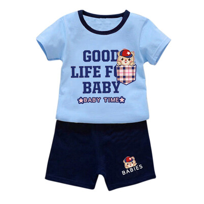 

Children Clothing Set Summer Baby Boy 1-4Y Short Sleeve Letters Print T-shirt Casual Pant Clothes Set for Kids Boys