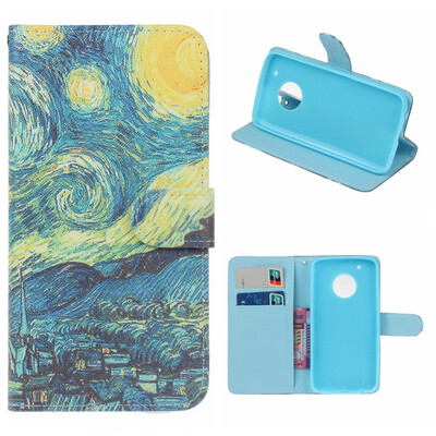 

MOONCASE Moto G5 PLUS painted pattern leather case - starry sky