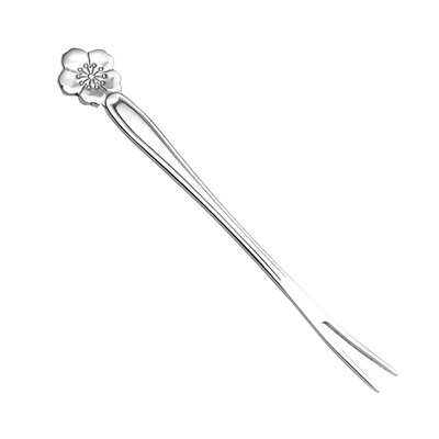 

Toponeto Silver Flower Stainless Steel Fruit Fork Two Tooth Dessert Fork Home Kitchen
