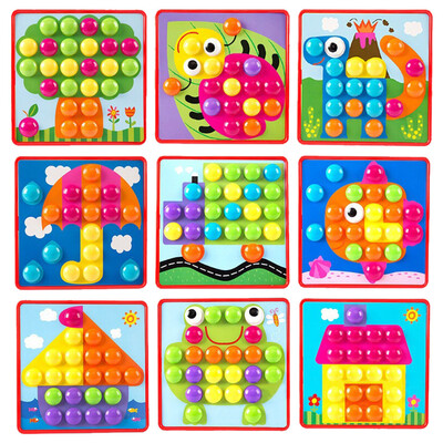 

YIWULAQML 3D Puzzles Toys for Children Creative Mosaic Mushroom Nail Kit Buttons Art