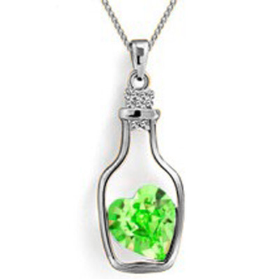 

Hot Sale New 2PCS Crystal Heart Love Wishing Wish Bottle Pendant Necklace Valentine Gift