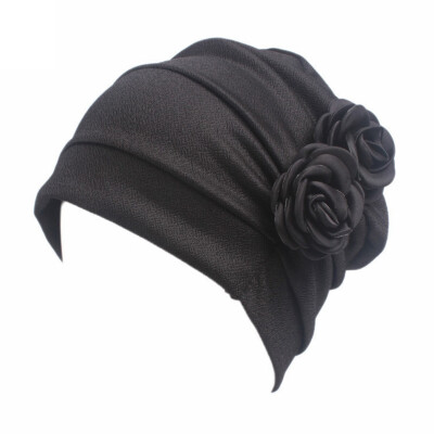 

Muslim Women Flower Stretchy Headscarf Ruffle Chemo Hat Beanie Cap Turban Hijab Cap