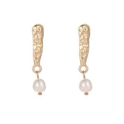 

Women Pin Matte Freshwater Pearl Earrings Waterdrop Asymmetric Long Dangle